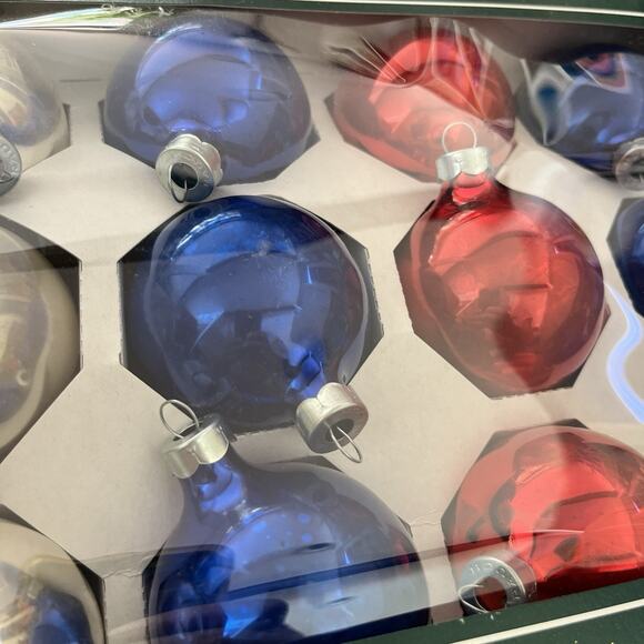 Vintage Rauch Glass Christmas Ornaments Red Silver Blue Lot of 15 - Picture 2 of 4